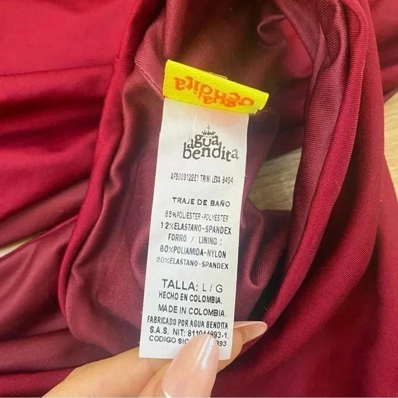 New Agua Bendita Trini One Piece Swimsuit Wine Red Large - Picture 5 of 9